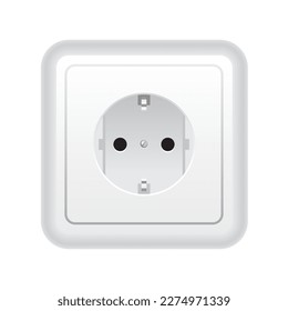 electric socket, white color, isolated, vector illustration 