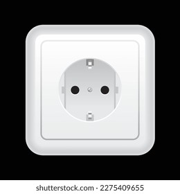 electric socket, white color, isolated, vector illustration 