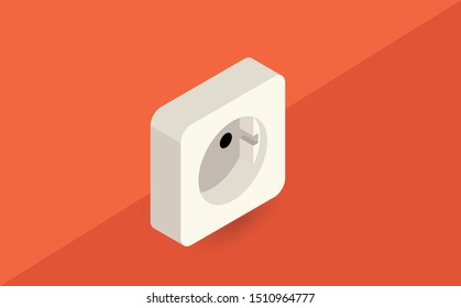 electric socket with wire in isometric style