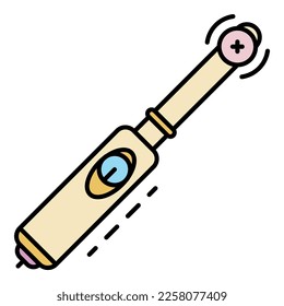 Icono de cepillo de dientes eléctrico suave. Esquema eléctrico suave cepillo de dientes vectorial color plano aislado en blanco