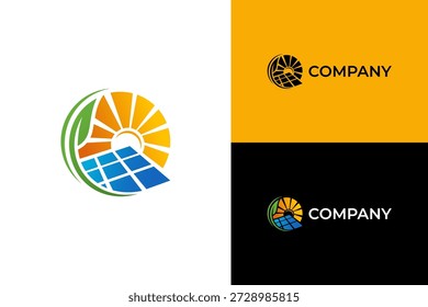 Electric solar panels logo design solar cells real estate property Eco-friendly roof window sunshine icon symbol