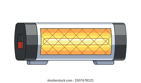 Electric Space Heater Showing Glowing Heating Elements Illustrating Winter Warmth And Comfort. Vector Illustration