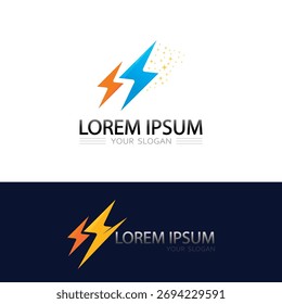 Vector eléctrico del logotipo del símbolo del destello de la chispa con estilo futurista del rayo de la energía