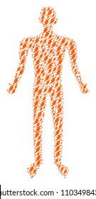 Electric spark human avatar. Vector electric spark icons are combined into person composition.