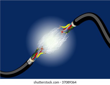 Electric spark. Vector.