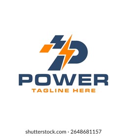 electric speed logo design with letter P