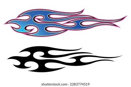 Electric Sports car Speed fire flame decal vinyl sticker. Racing car tribal fire flames vector eps graphic.