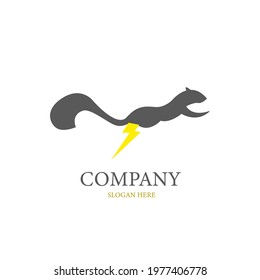 A electric squirrel jump logo with modern and unique style, suitable for any company.