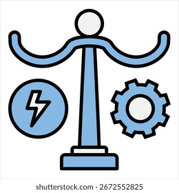 Electric Stability Blue Black Single Icon Illustration