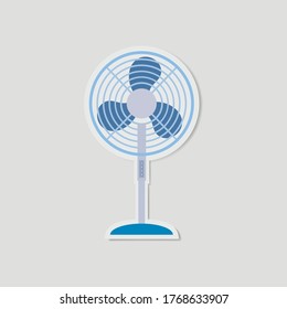 Electric Standing Fan Sticker Vector in Trendy Flat Style