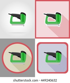 electric stapler tools for construction and repair flat icons vector illustration isolated on background