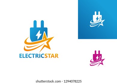 Electric Star Logo Template Design Vector, Emblem, Design Concept, Creative Symbol, Icon