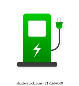 Electric station for car charging. Vector illustration.
