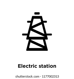 Electric station icon vector isolated on white background, logo concept of Electric station sign on transparent background, filled black symbol