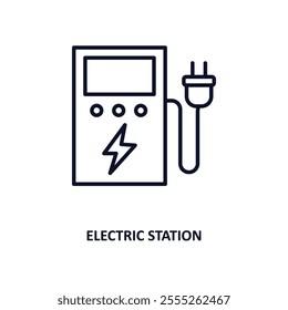 electric station outline icon.  Thin line icon from ecology collection. Editable vector isolated on white background