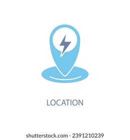 icono de línea de concepto de pin de estación eléctrica. Ilustración de elemento simple.diseño de símbolo de contorno del concepto del pin de la estación eléctrica.