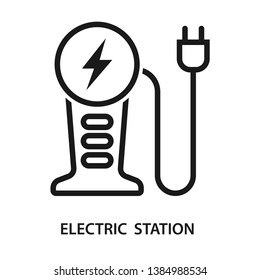 Electric station. Simple line icon. Isolate on white background.