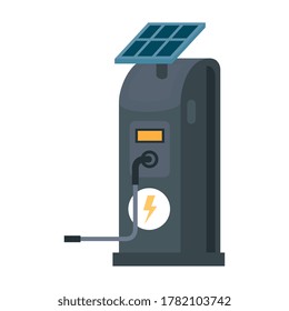 Electric station with solar panel design, Eco energy power save sustainable environmental nature and conservation theme Vector illustration