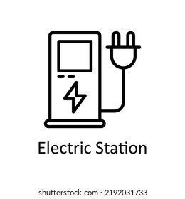 Electric Station vector Outline Icon Design illustration on White background. EPS 10 File