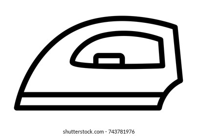 Electric steam clothes iron line art vector icon for apps and websites