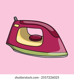 Electric steam iron isolated on pink background