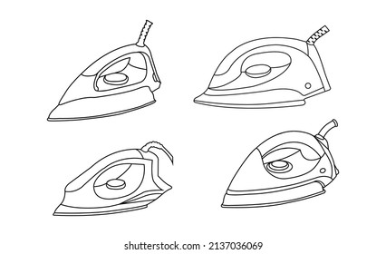 Electric steam iron vector icon. Illustration of isolated black icon home hot press for clothes. Vector illustration. Electric iron vector icon. Black vector icon isolated on white background electric