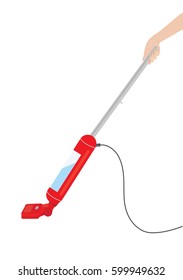 Electric steam wiper red female hand isolated on white background creative art abstract modern vector design element