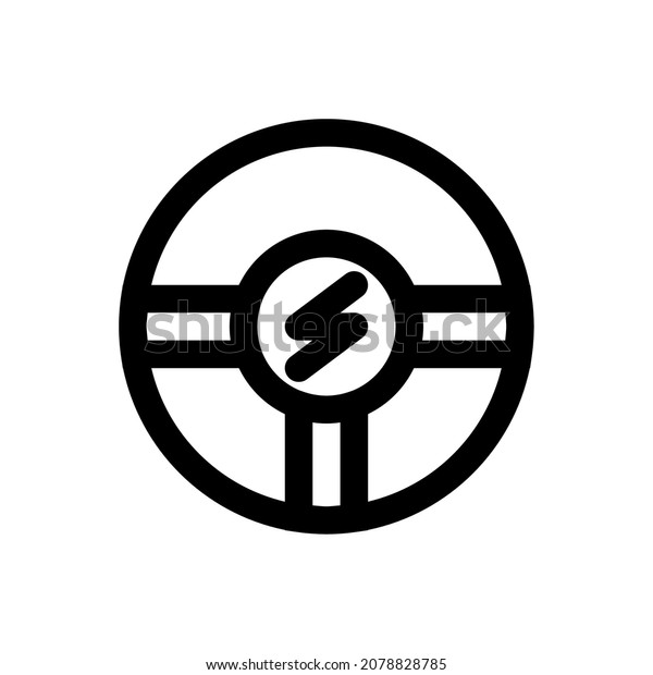 electric\
steering wheel icon with black outline\
style