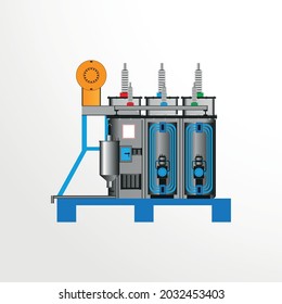 Electric step-down transformer. Colored vector illustration. svg