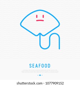 Electric Stingray thin line icon. Modern vector illustration of seafood.