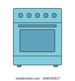 Electric stove, gas stove, oven icon. For cooking food. Vector illustration in flat line style on a white isolated background.