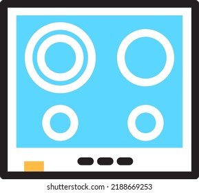 Electric Stove Icon. Cooking Glass Cooktop Color Symbol