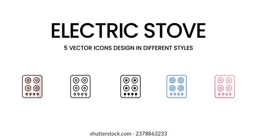 Electric stove icons set, color line, outline, glyph, gradient line, duo tone, icon isolate white background vector stock illustration