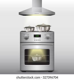 Electric stove with oven isolated on background. Vector illustration