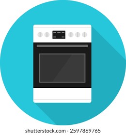 Electric stove, realistic electric stove icon isolated on blue background with shadow. Background image, postcard, designer image, vector illustration. Vector.