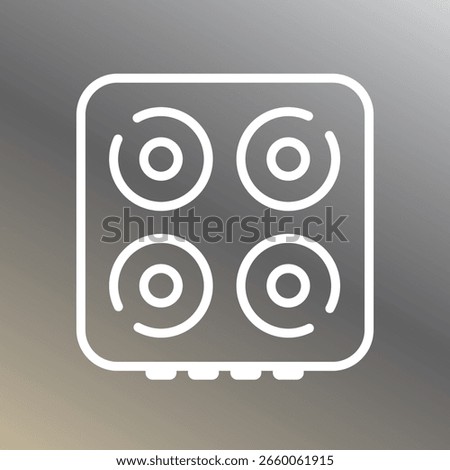 Electric stove top icon in linear minimal style with four burners