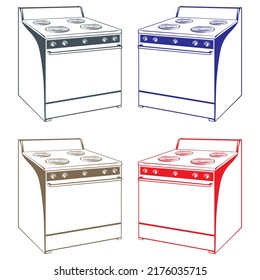 Electric Stove Vector Illustration Isolated On A White Background
