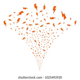 Electric Strike fireworks fountain. Vector illustration style is flat iconic symbols. Object fountain created from random pictographs as electric strike fireworks.