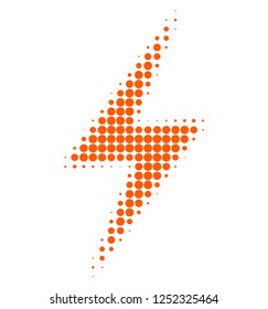 Electric strike halftone dotted icon. Halftone pattern contains round dots. Vector illustration of electric strike icon on a white background.