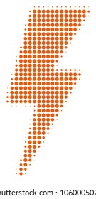 Electric Strike halftone vector icon. Illustration style is dotted iconic Electric Strike icon symbol on a white background. Halftone matrix is round blots.