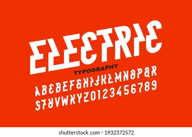 Electric Style Font, Typography Design, Alphabet Letters And Numbers Vector Illustration