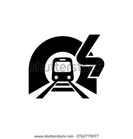 Electric Subway Train in Tunnel Icon - Underground Metro Railway with Lightning Bolt Symbol