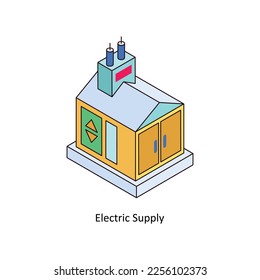 Electric Supply Vector Isometric Filled Outline icon for your digital or print projects. stock illustration