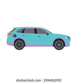 Electric SUV car flat design concept