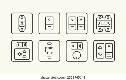 Electric switch, board, circuit, socket and regulator line illustration design