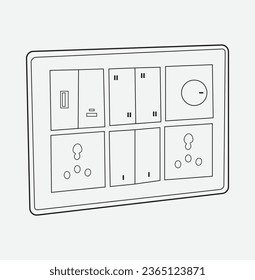 
Electric Switch Board vector line art eps