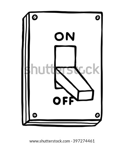 electric switch / cartoon vector and illustration, black and white, hand drawn, sketch style, isolated on white background.