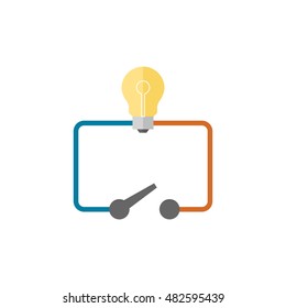 Electric switch diagram icon in flat color style.