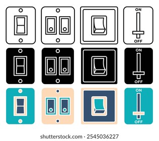 Electric switch icon collection on white background