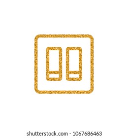 Electric switch icon in gold glitter texture. Sparkle luxury style vector illustration.